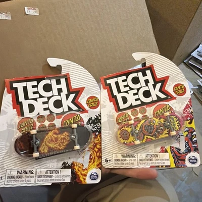 Lot 2 Tech Deck Santa Cruz  Fingerboard Skateboard  Toy Fire Hand - Image 1 of 4