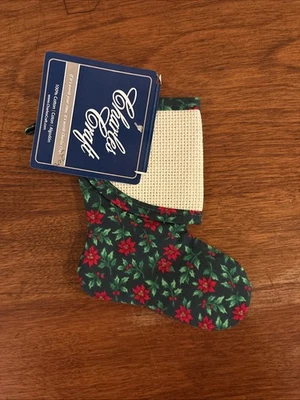 Charles Craft Cross Stitch 6.5" Mini Christmas Stocking-Ornaments-Poinsettia - Image 1 of 3