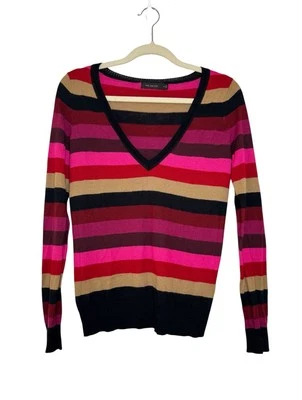 The Limited Lightweight Merino Wool V-Neck Striped Casual Pullover Sweater M - Image 1 of 4