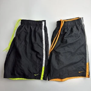 Nike Men's Swim Trunks Shorts Lot of 2 Lined Size Medium Black Orange Green - Picture 1 of 8