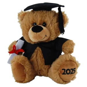 Graduation Teddy Bear 23cm Brown With 2025 Print Cap Gown Scroll Plush Gift - Bild 1 von 5