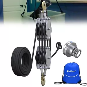 Block and Tackle 4400 LB Breaking Strength Heavy Duty Pulley, 65 Ft Rope Pulley - Picture 1 of 7