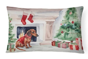 Dachshund Christmas Canvas Fabric Decorative Pillow DAC1350PW1216 - Picture 1 of 3