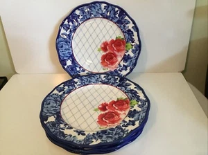 Juego de 4 ~ Platos de cena de gres floral Pioneer Woman Heritage borde festoneado - Imagen 1 de 8