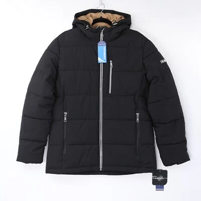 Nautica Mens Quilted Puffer Jacket Stretch Hooded Water Resistant Black Sz NWT - Image 1 of 4