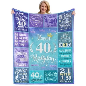 40th Birthday Blanket for Women 40 Year Old Birthday Gift 60"x50" - Picture 1 of 6