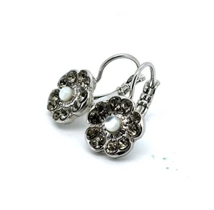 Earrings By Mariana White Opal and Black Diamond Swarovski Crystals - Picture 1 of 6
