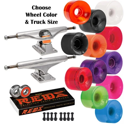 Independent Trucks OJ Hot Juice 60mm SKATEBOARD Wheels KIT Bones Reds Bearings - Image 1 of 4