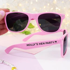 Pink Personalised Hen Party Sunglasses Ladies UV400 Lens Hen Do Abroad Lot - Picture 1 of 16