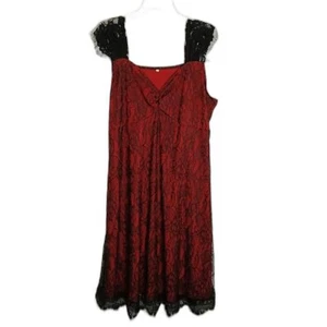 Women's Red With Black Lace Dress Size XXL - Picture 1 of 3