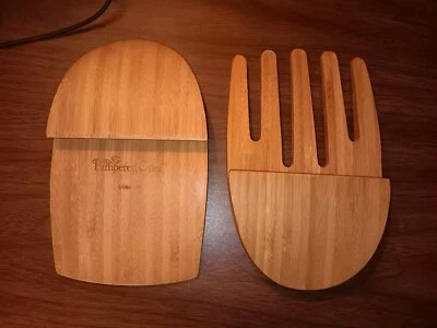 Pampered Chef Bamboo Salad Claws Tongs Serving Forks - Image 1 of 2
