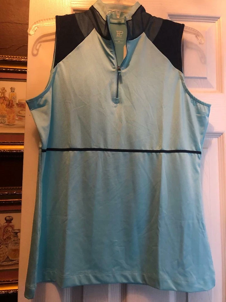 Camisa de golf sin mangas EP Pro NY Waterfall Aqua y azul marino nueva con etiquetas para damas - tallas M y XL Foto 1 de 1