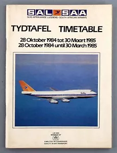 SOUTH AFRICAN AIRWAYS AIRLINE TIMETABLE WINTER 1984/85 SAA SAL B747-300 - Picture 1 of 4
