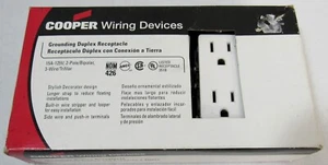 Cooper 1107W Grounding Duplex Receptacle 15A 125V 2P 3W White - Picture 1 of 7