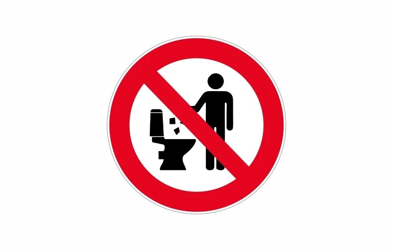 Autocollant sticker adhesif signalisation panneau interdit jetter wc toilettes
