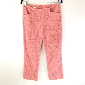 Anthopologie Corey Lynn Calter Womens Youghal Lace Cropped Pants Pink Floral 6 - Picture 1 of 9