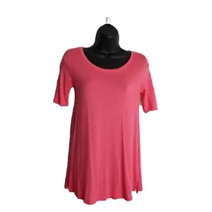 SO Perfectly Soft Coral Pink Tunic Tee XS Soft Girl Powder Pink Scoop Neck Kawai - Picture 1 of 8