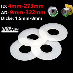 Silikon Flachdichtung Ring Dichtung Unterlegscheibe ØID 4mm-273mm Dicke 1,5-8mm - Bild 1 von 93