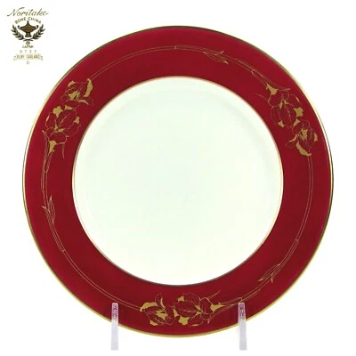 Vintage Noritake RUBY GARLAND 6.5" Bread Plate Red Gold Floral Christmas 9732 - Image 1 of 4