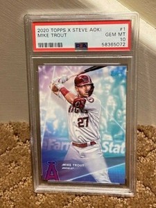 2020 Topps X Steve Aoki Mike Trout #1 PSA 10 Card Throw Back Thursday Exclusive