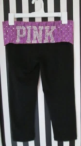 PANTALONES CORTOS DE COLECCIÓN VICTORIA'S SECRET ROSA YOGA PLEGABLE LENTEJUELAS MORADAS BLING TALLA S - Imagen 1 de 6