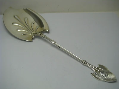 REBANADA DE PESCADO PASTELERO SERVIDOR PLATA ESTERLINA LOTUS de GORHAM c1869 sin mono 10-1/8 pulgadas. Foto 1 de 4