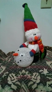 SNOWMAN 12 INCH'S TALL WITH LIGHTED SNOWMAN HEAD - Picture 1 of 4