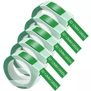 Paquete de 5 piezas para Dymo Magazine Maker 2300 521203 Cinta de relieve de plástico 3D etiqueta verde 1/2 pulgada - Imagen 1 de 11