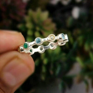 Multi-Stone Eternity Engagement Ring 925 Sterling Silver Wedding Band Ring - Picture 1 of 6