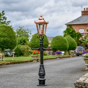 USED Ex-Display 1.5m Miniature Polished Copper Victorian Lamp Post & Lantern Set - Picture 1 of 5