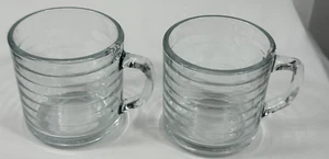 TWO Libbey Duratuff HOOPS 10 Oz Coffee Tea Mugs - Clear Glass Rings Mexico - Picture 1 of 5