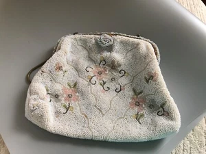 Vintage Jorelle Bags Beaded Purse Hand Made France Floral Micro Puffy Bag - Picture 1 of 8