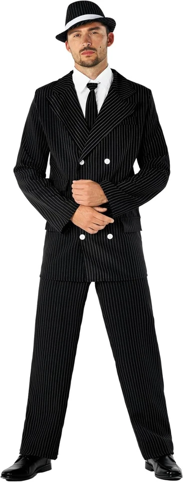 Mens 20s Gangster Costume Adult 1920 Pinstripe Mafia Mob Suit Halloween M L XL - Image 1 of 4