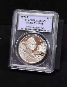 1999-P Dolley Madison Commemorative Silver Dollar - PCGS PR69DCAM (#55786-L) - Picture 1 of 8