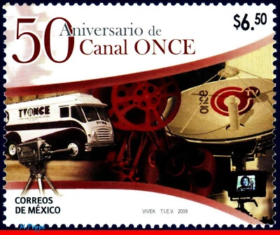 2617 MÉXICO 2009 - 50 AÑOS DE CANAL 11, BUS, TV, CINE, TELECOMUNICACIONES MNH Foto 1 de 2