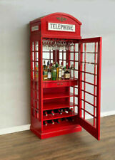 White EP12R Star Retro Style Telephone Box Drinks Cabinet - Red