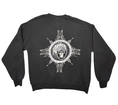 Vtg Los Angeles Raiders Sweatshirt Mens Large Two Sided Black Crewneck 90s NFL - Image 1 of 4