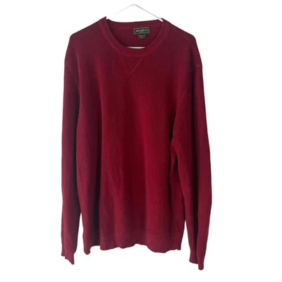 Suéter Pullover Pesado Tejido Acanalado Rojo Talla XL Eddie Bauer Para Hombre Foto 1 de 4