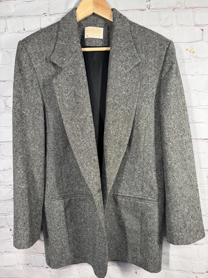 Jaqueta PENDLETON Feminina Cinza TWEED FLECK WOOL Terno Casaco Esportivo Blazer TAMANHO 10 - Imagem 1 de 4
