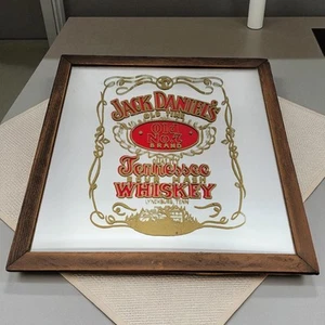 Jack Daniels Tennessee Whiskey Bar Mirror Foil Back Sign Old No. 7 13"x13" Frame - Picture 1 of 8