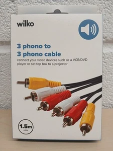 1,5 m 3 Phono Cinch zu 3 Telefon Cinch AV Audio Video Kabel Leitung - Bild 1 von 1