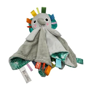 TAGGIES BABY GREY ELEPHANT BRIGHT STARTS SECURITY BLANKET STUFFED ANIMAL PLUSH - Picture 1 of 4