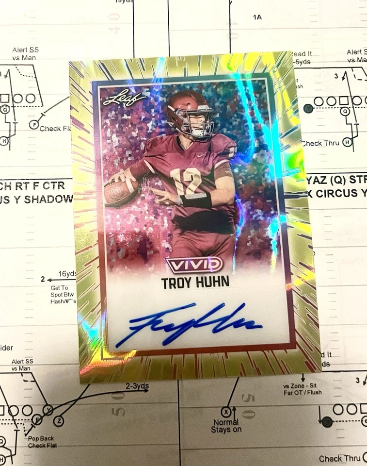 Troy Huhn Auto 1/1 2025 Hoja Vivid Autógrafo Oro Lava 4 Estrellas Recluta Foto 1 de 2