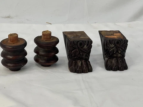 furniture parts salvage paw feet set mahogany small 4pc 1820 repurpose restore Cover