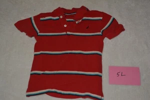 Kids Red Striped 2 Button Collared Polo - Picture 1 of 1