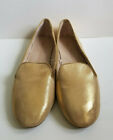Gap Women's Metallic Gold Loafer Shoes, Leather, Size 9, Pre-owned without box