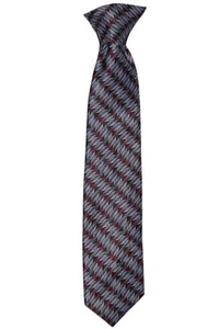 Generic Boys' Polyester Clip-On Geometric Neck Tie Gray Red Multi 2" x 10" - Picture 1 of 2