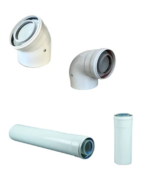 Abgasrohr DN 80/125 mm Winkel Bogen Rohr Kompatibel mit Bosch, Buderus,Junkers