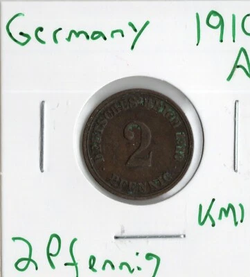Coin Germany (Empire) 2 Pfennig 1910 A KM16 - Image 1 of 4