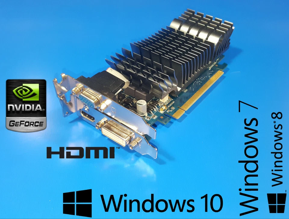 WINDOWS 10 Dell Optiplex 790 990 7010 9010 HDMI DVI VGA Low-Profile Video Card  - Image 1 of 1